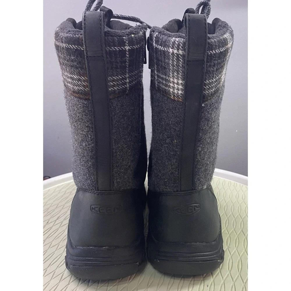 Keen DRY Women's Black&Gray Plaid Waterproof Hiking Winter Insulated Boots 6.5